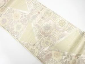 切りばめ風　華紋に花模様織り出し　袋帯